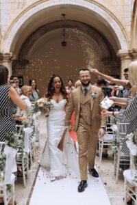 Sponza Palace grand exit, dubrovnik destination wedding